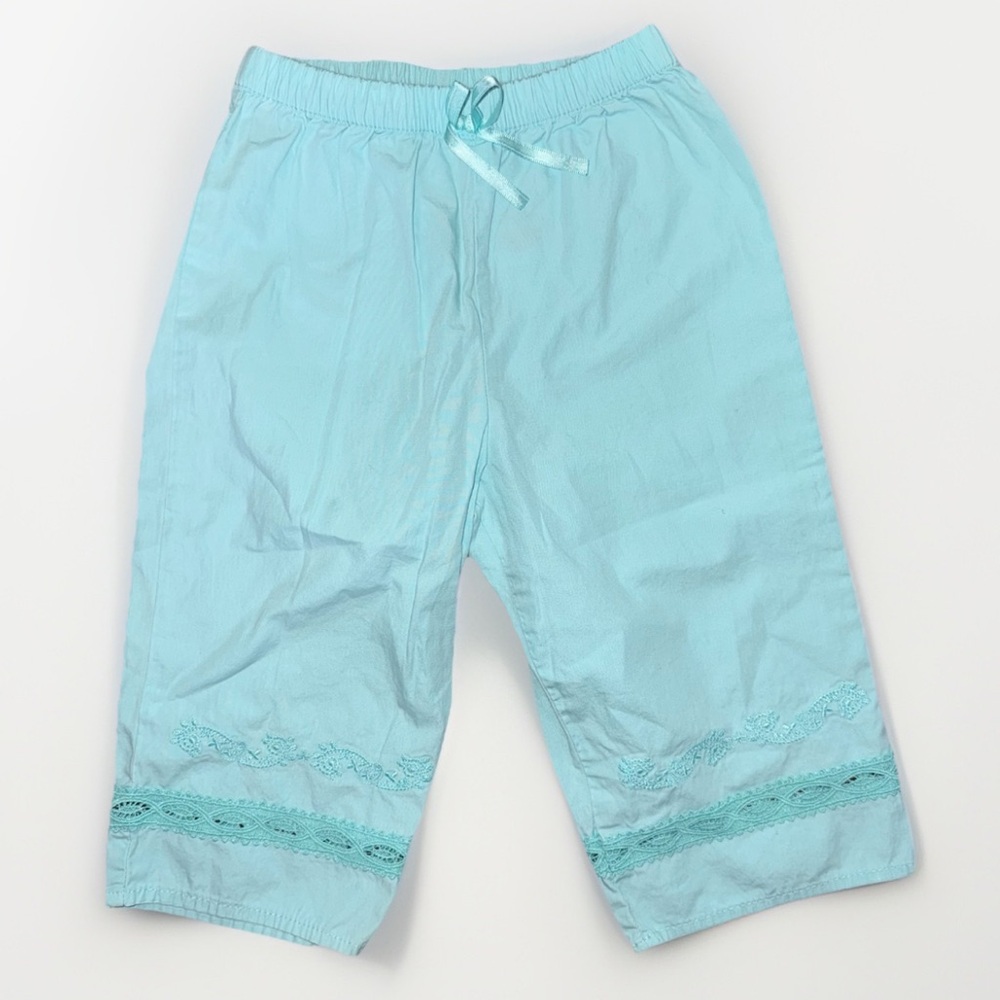 Mary-Kate and Ashley Girls 3T Aqua Embroidered Capri Pants Cottagecore Y2K Vtg